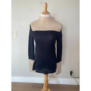 Tory Burch Alpaca Blend Sweater High Neck Navy/Oatmeal size Medium